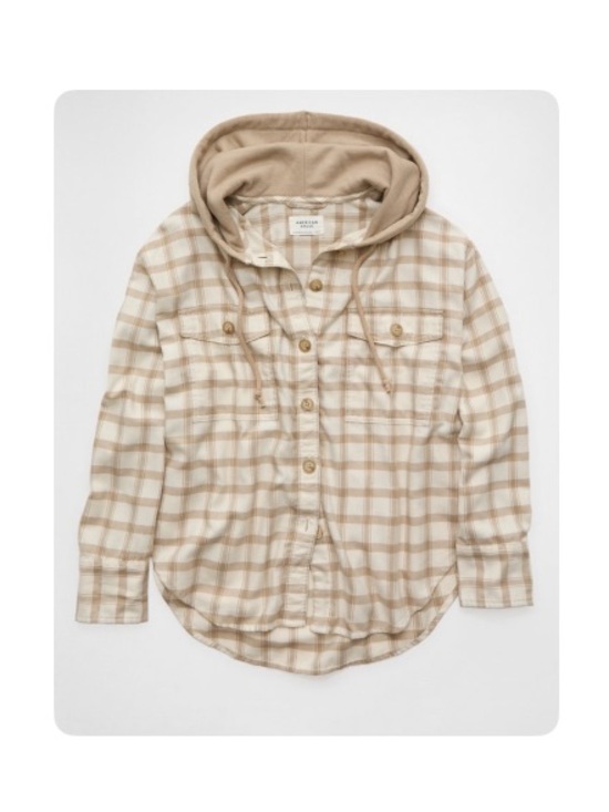 American Eagle Outfitters Tops - American Eagle 🦅 Plaid Hooded Button Up Shirt